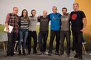 Ion Zaldua, Maddalen Arzallus, Xabat Galletebeitia, Eneko Lazkoz, Beñat Lizaso, Etxahun Lekue, Jon Maia. Argazkilaria: Alberto Elosegi. Iturria: Xenpelar Dokumentazio Zentroa.