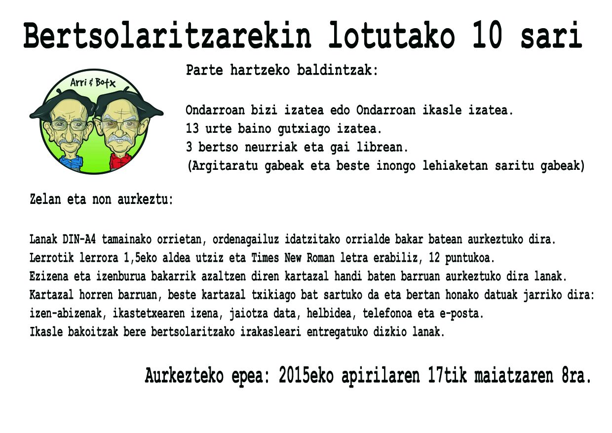 I. Arri-Botx bertso paper lehiaketako oinarriak. Ondarroa