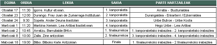 2016 BBK sariketea. Saioen egutegia