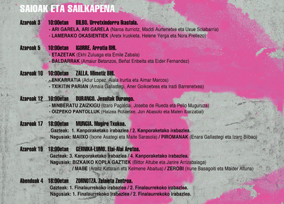 Bertsolari Gaztee. Saioen taula 2025